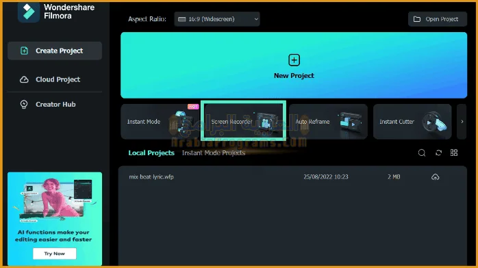 تحميل برنامج filmora scrn